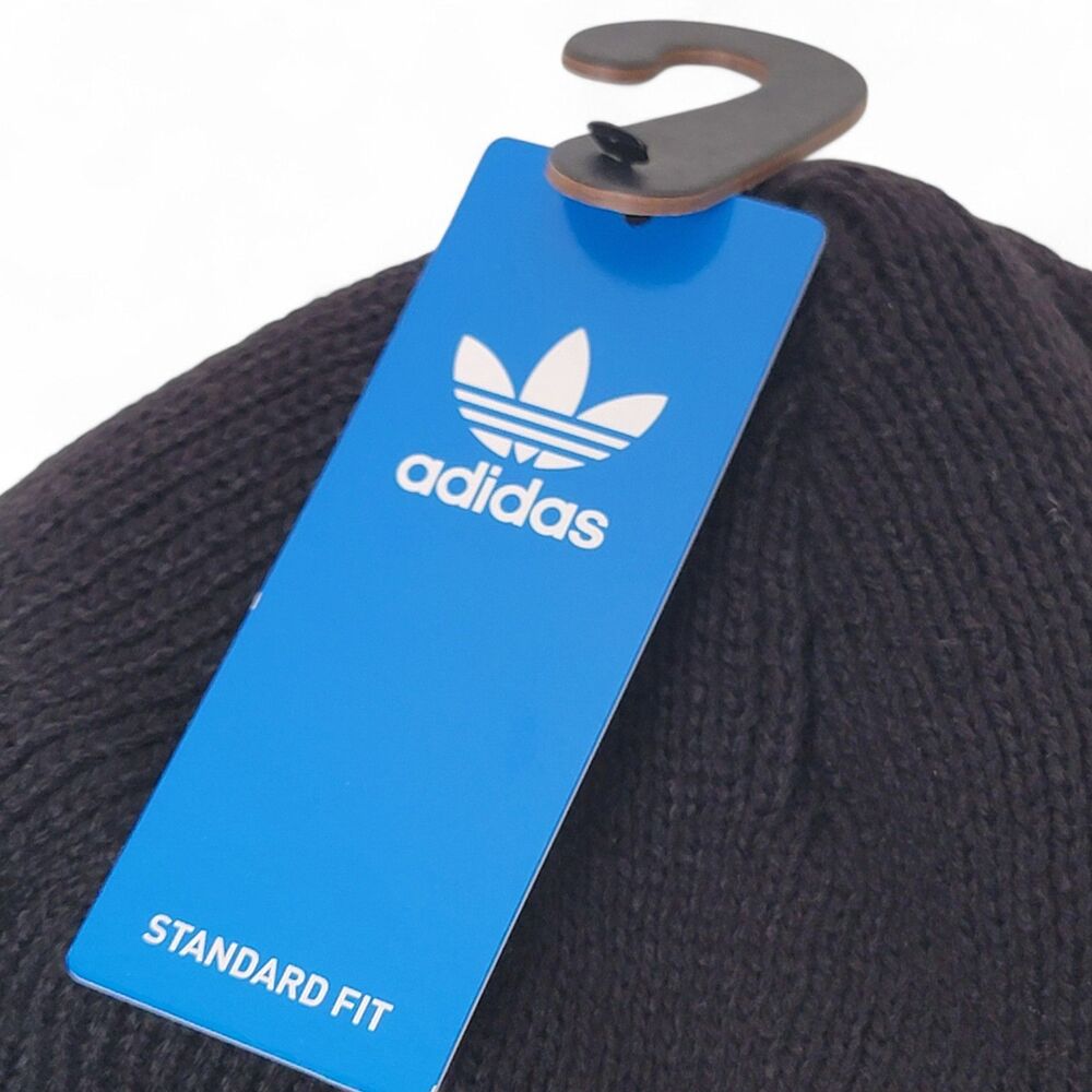 NWT Adidas Men's Beanie OS Black Hat White Logo Winter Cap Outdoors Ski Skater - Picture 4 of 9